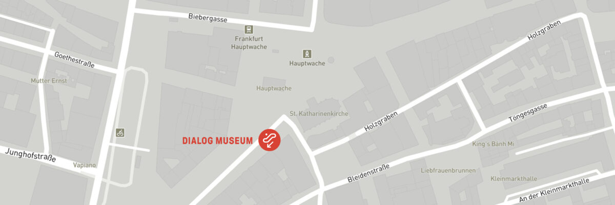 Map of the Hauptwache with the location of the DIALOGMUSEUM. It is located underground on the B level.
