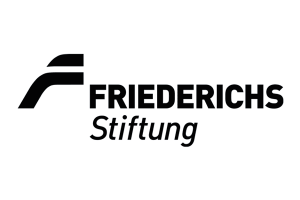 Logo, in schwarzer Schrift: "Friederichs Stiftung", links ein stilisiertes "F".