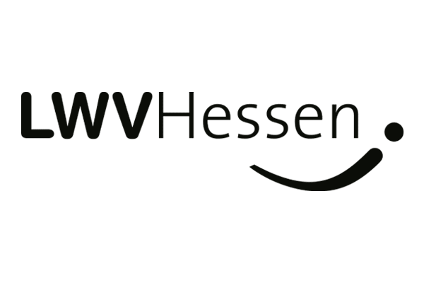 Logo, in schwarzer Schrift: "LWV Hessen", darunter eine geschwungene Linie die rechts mit einem Punkt endet